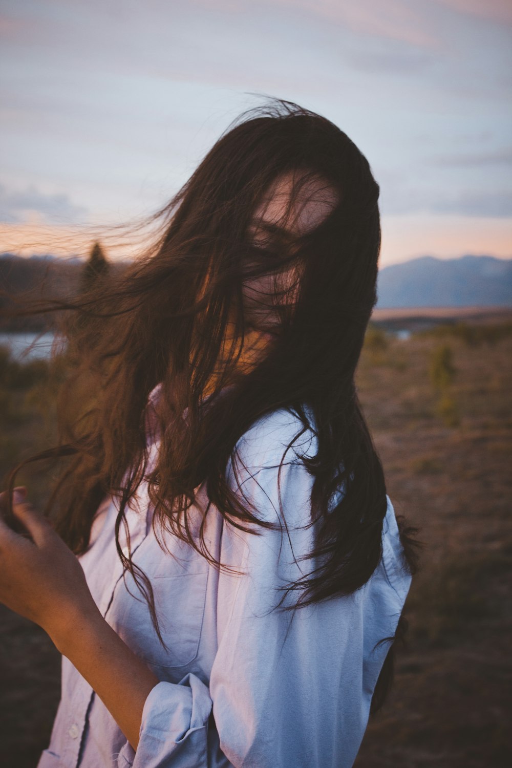 woman waving hair