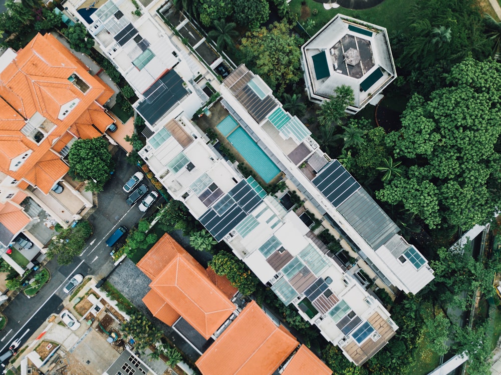 bird's eye view photo of white concrete building