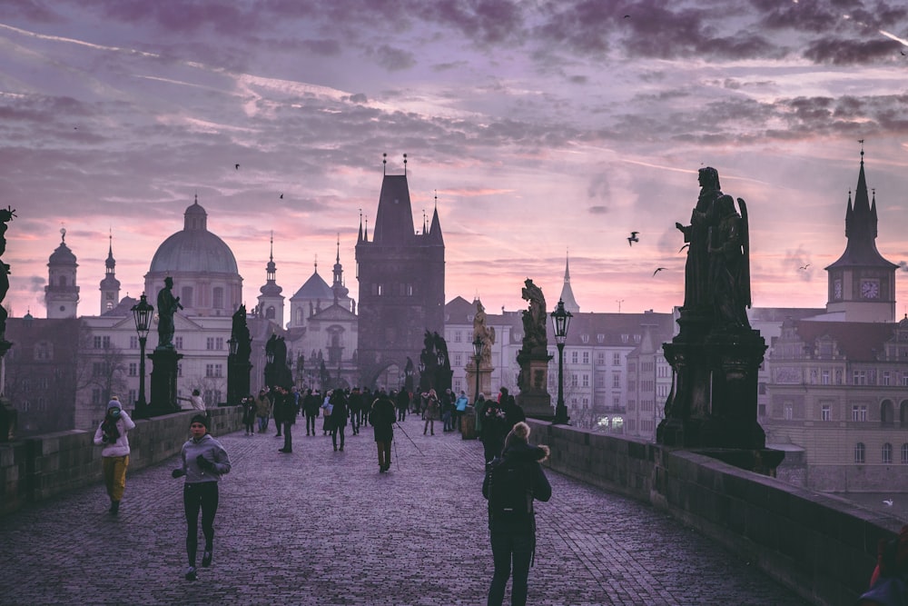 people walking in bridge