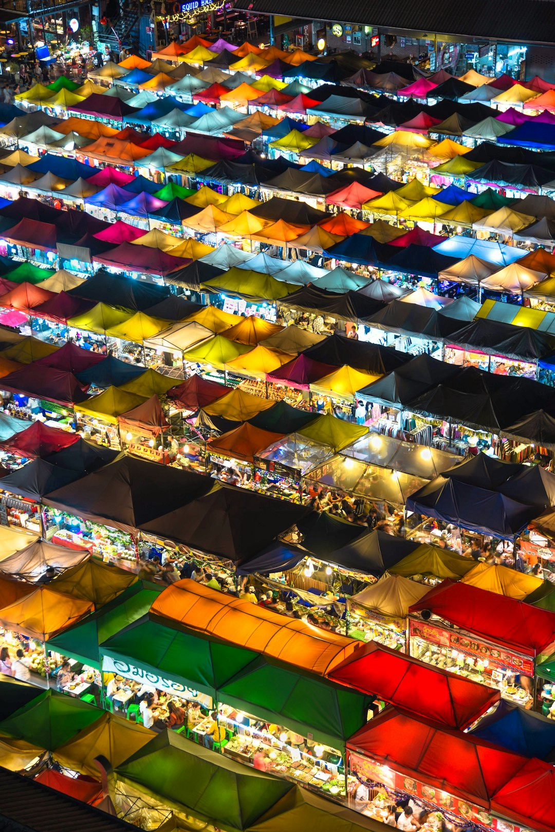 aerial photography of gazebo stalls