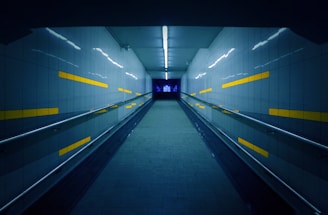 empty concrete way beside glass walls