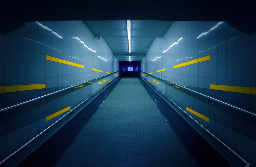 empty concrete way beside glass walls