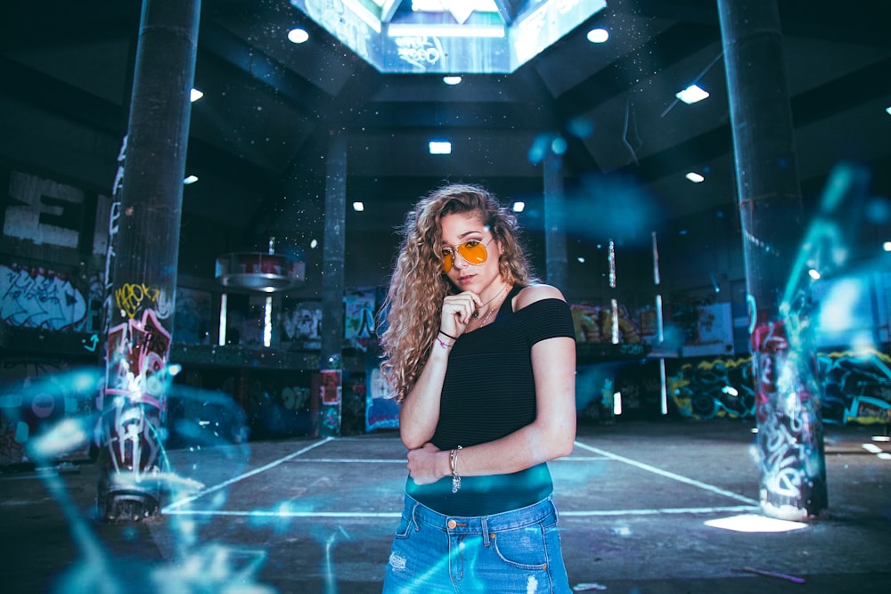 woman standing inside building