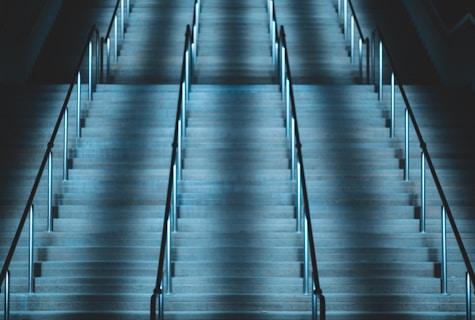 empty concrete stairs with metal handrail