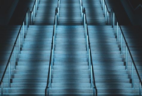 empty concrete stairs with metal handrail