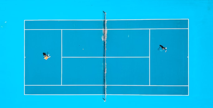 aerial photography of two person playing tennis
