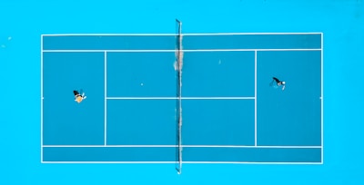 aerial photography of two person playing tennis