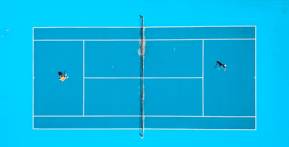 aerial photography of two person playing tennis