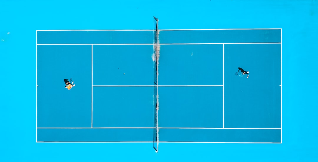 aerial photography of two person playing tennis