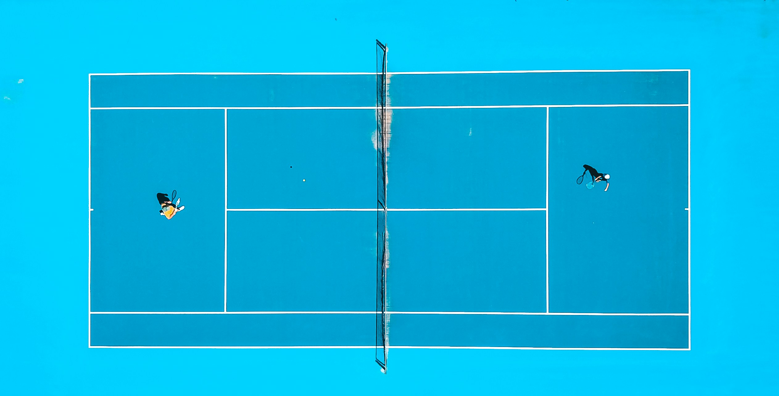 aerial photography of two person playing tennis