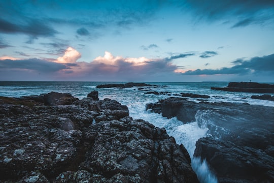 gray rock formation near sea during daytime in Dunseverick United Kingdom