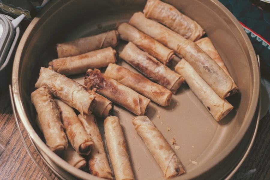 Party tray of lumpia ready to share