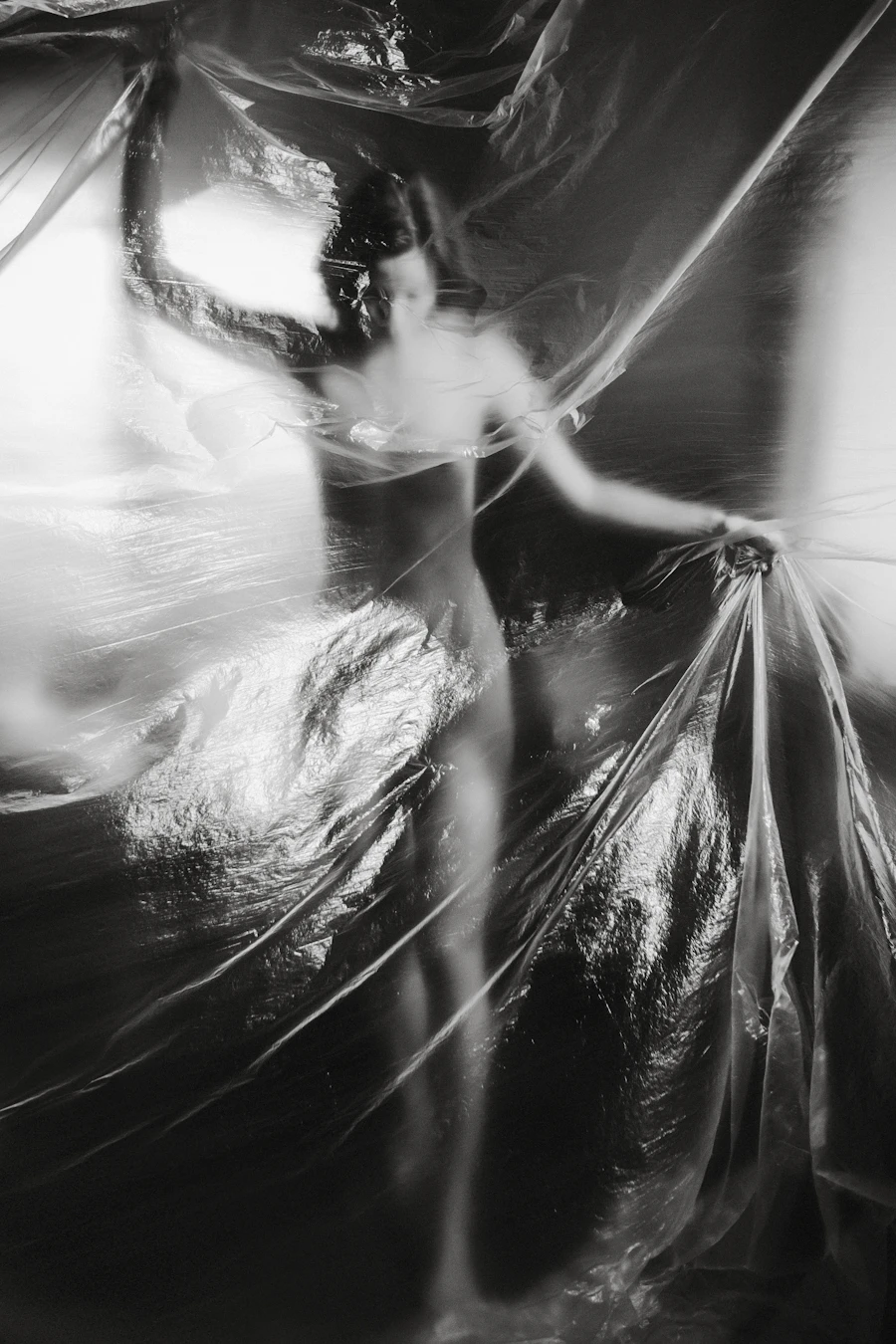 dancer in draped fabric