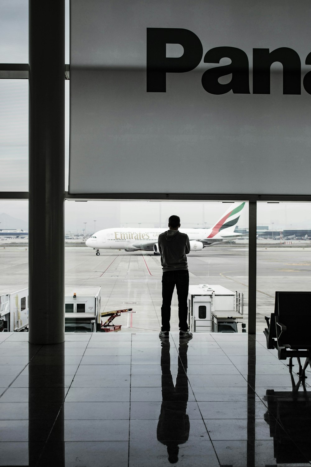 man facing white airline