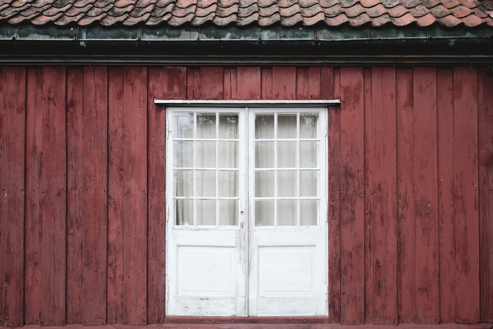 photo of closed white wooden window