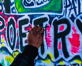 person doing wall graffiti