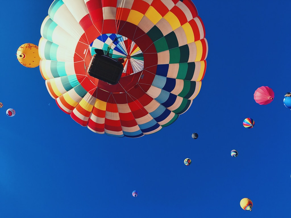 low angle photography of balloons
