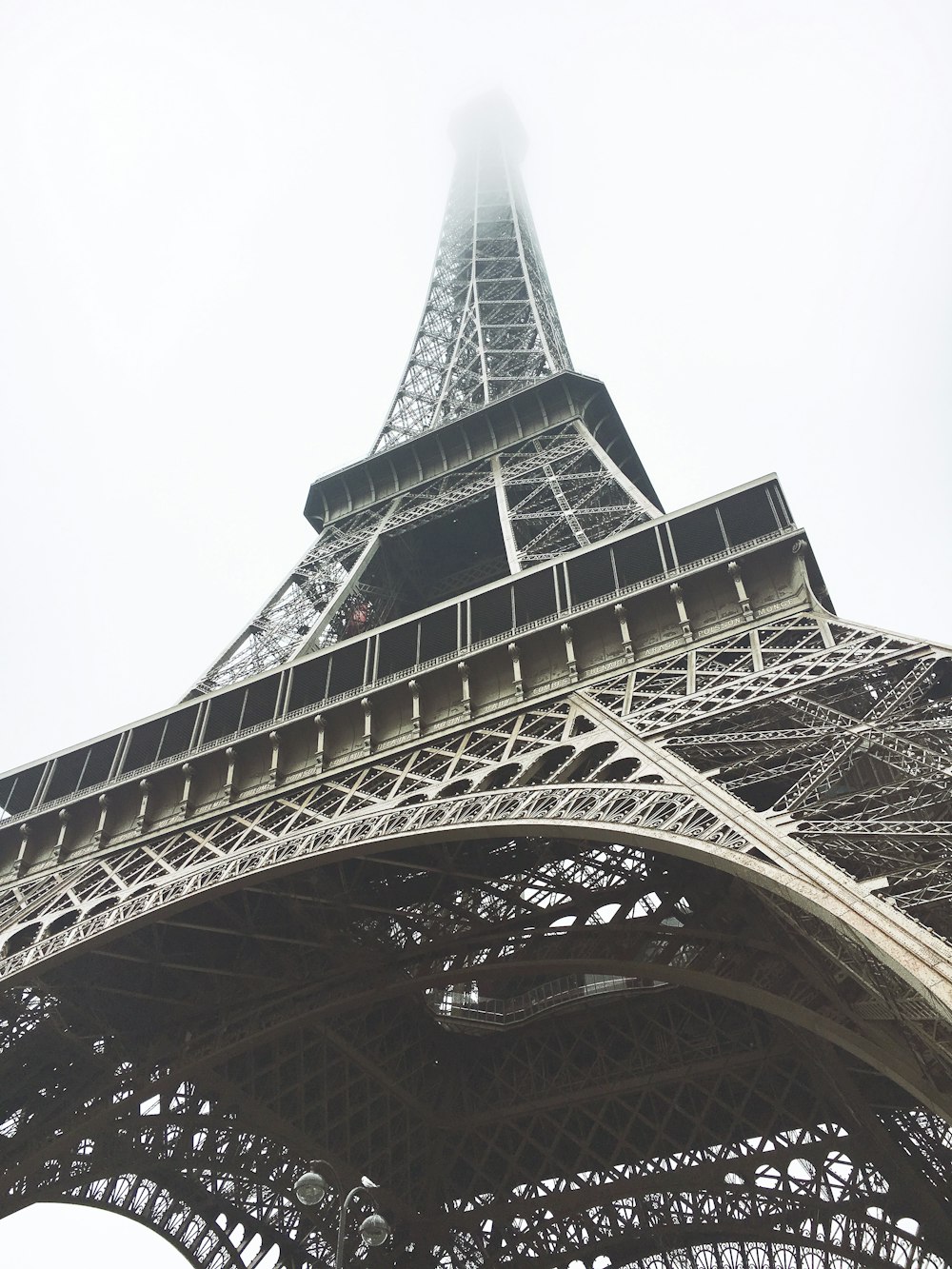 worm's-eye view of Eiffel Tower