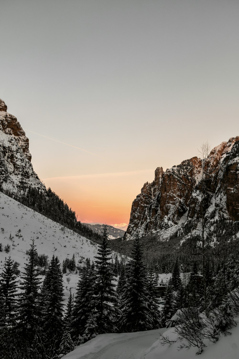 mountain covered by snow at golden hour