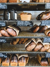 baked breads in rack
