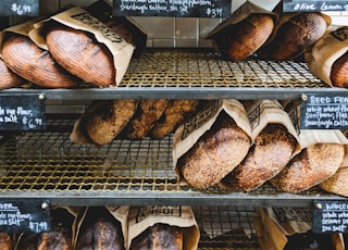 baked breads in rack