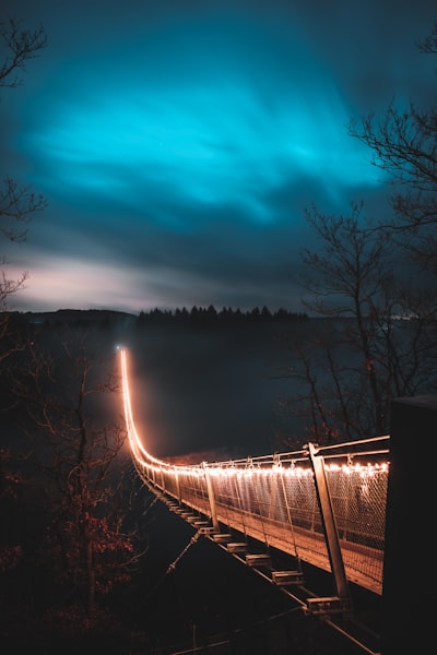 Geierlay Suspension Bridge at Night - Germany