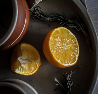 photo of sliced orange fruit on tray