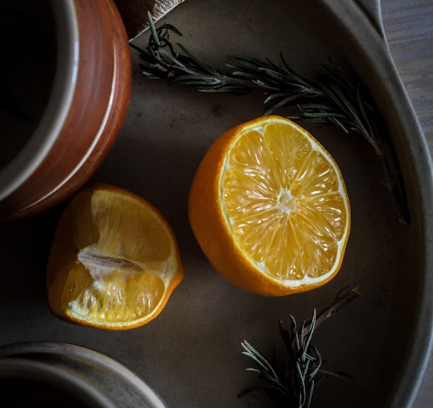 photo of sliced orange fruit on tray