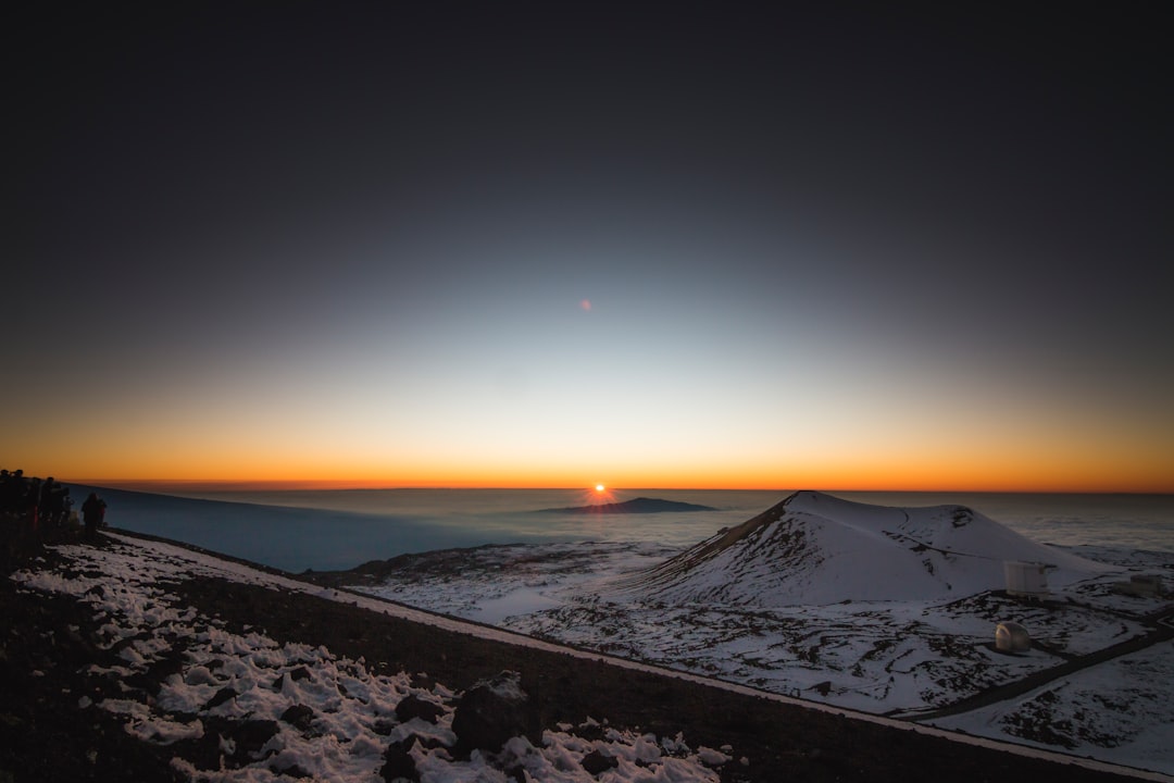 high angle photo of mountain covered with snow