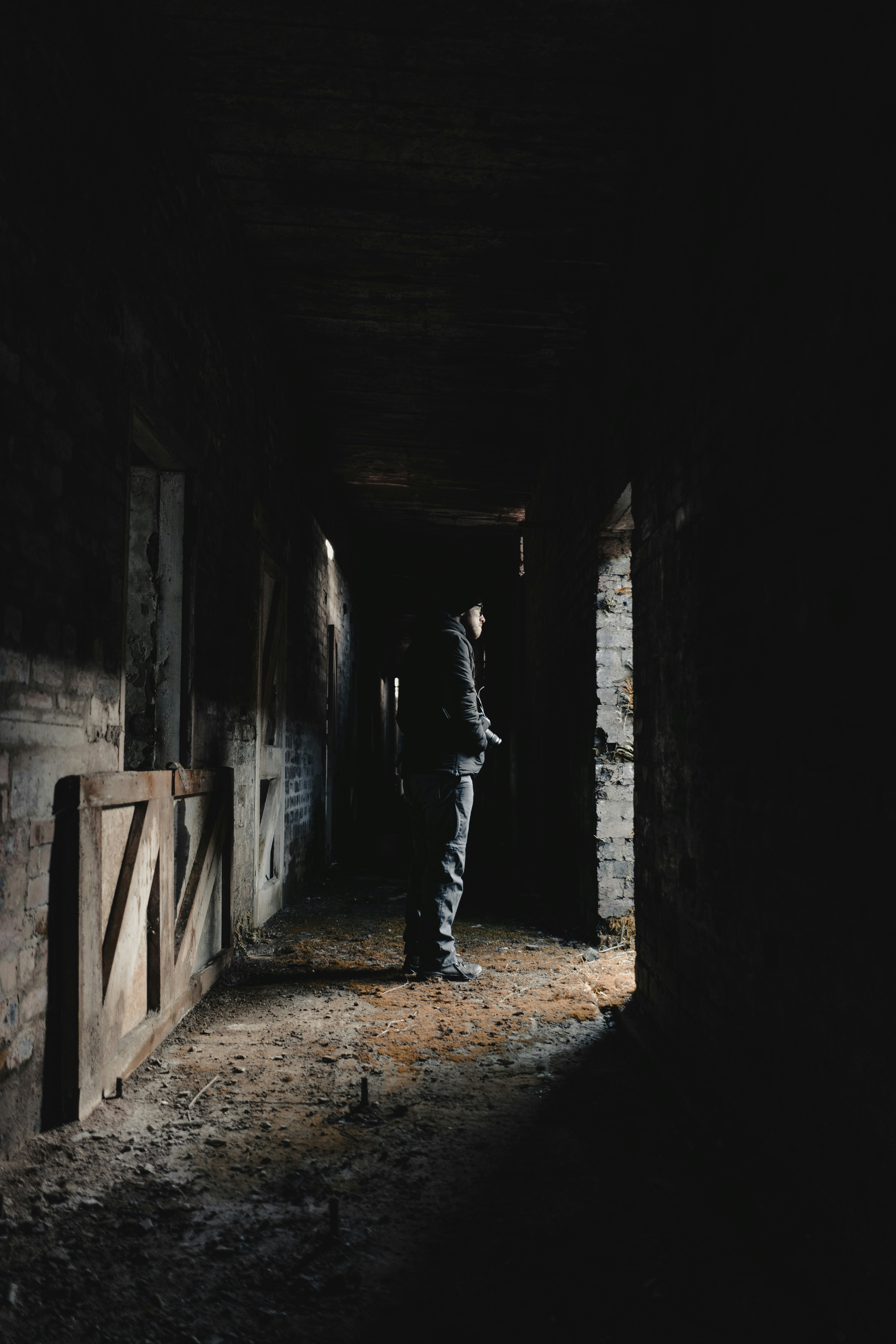 man standing on hallway