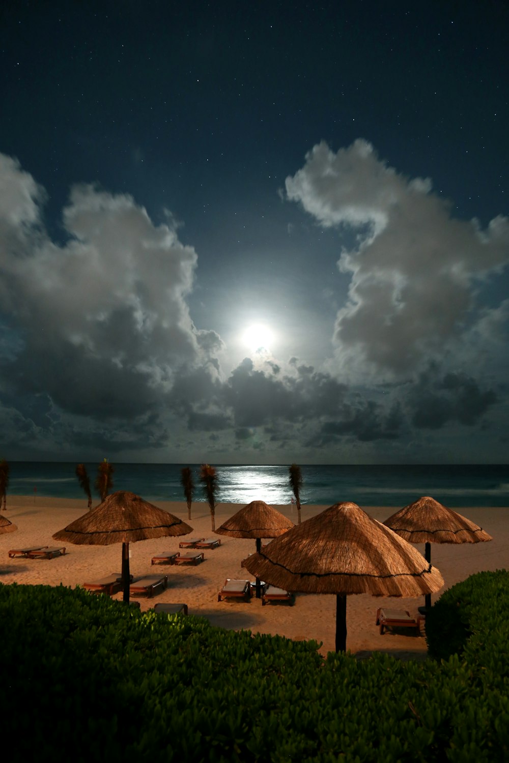 patio umbrella near body of water