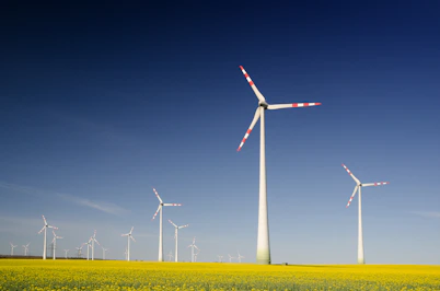 windmills on grass field at daytime