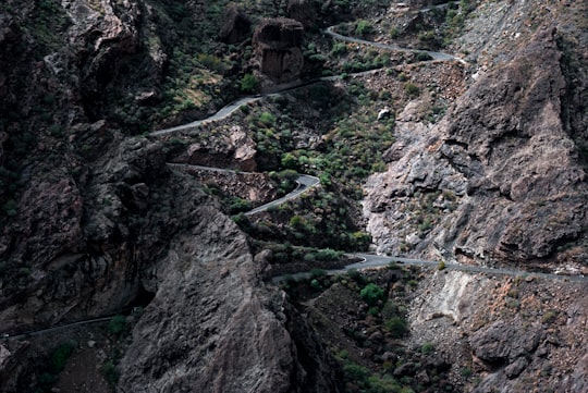 aerial photography of mountain pass in Gran Canaria Spain