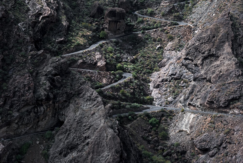 aerial photography of mountain pass