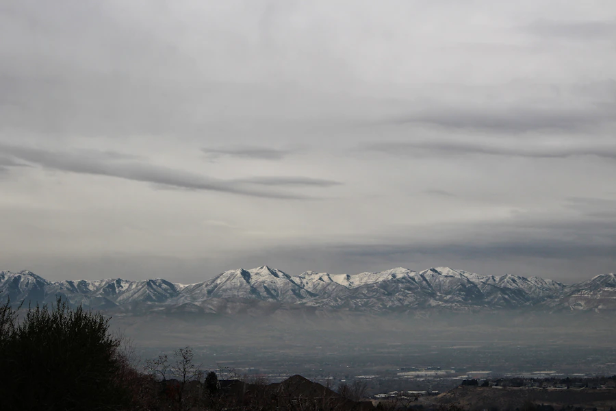 Snow-covered Wasatch peaks above Spanish Fork Canyon