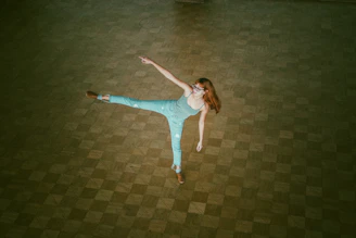 woman spreading lifting her leg white standing