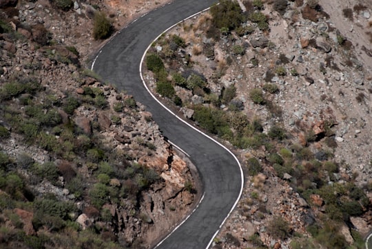 top view photography of road surrounded by plants in Gran Canaria Spain