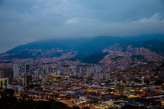 city scraper at night time in Medellín Colombia