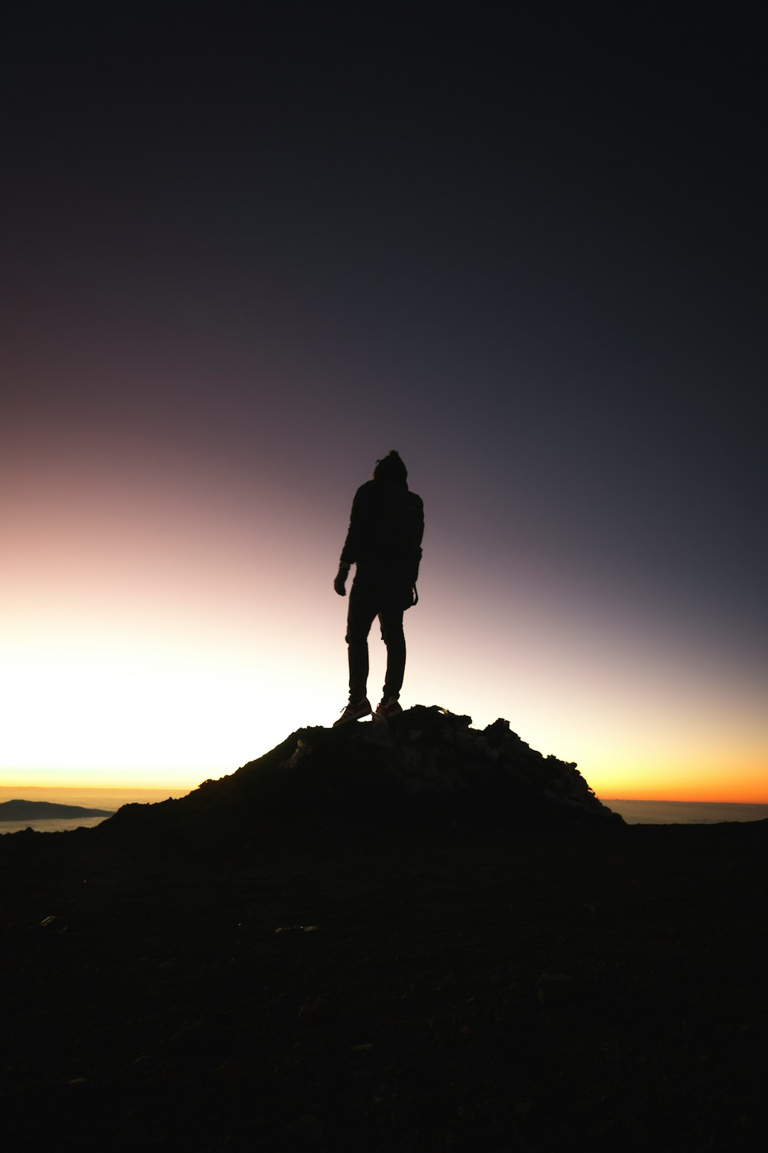 silhouette of person standing near ocean