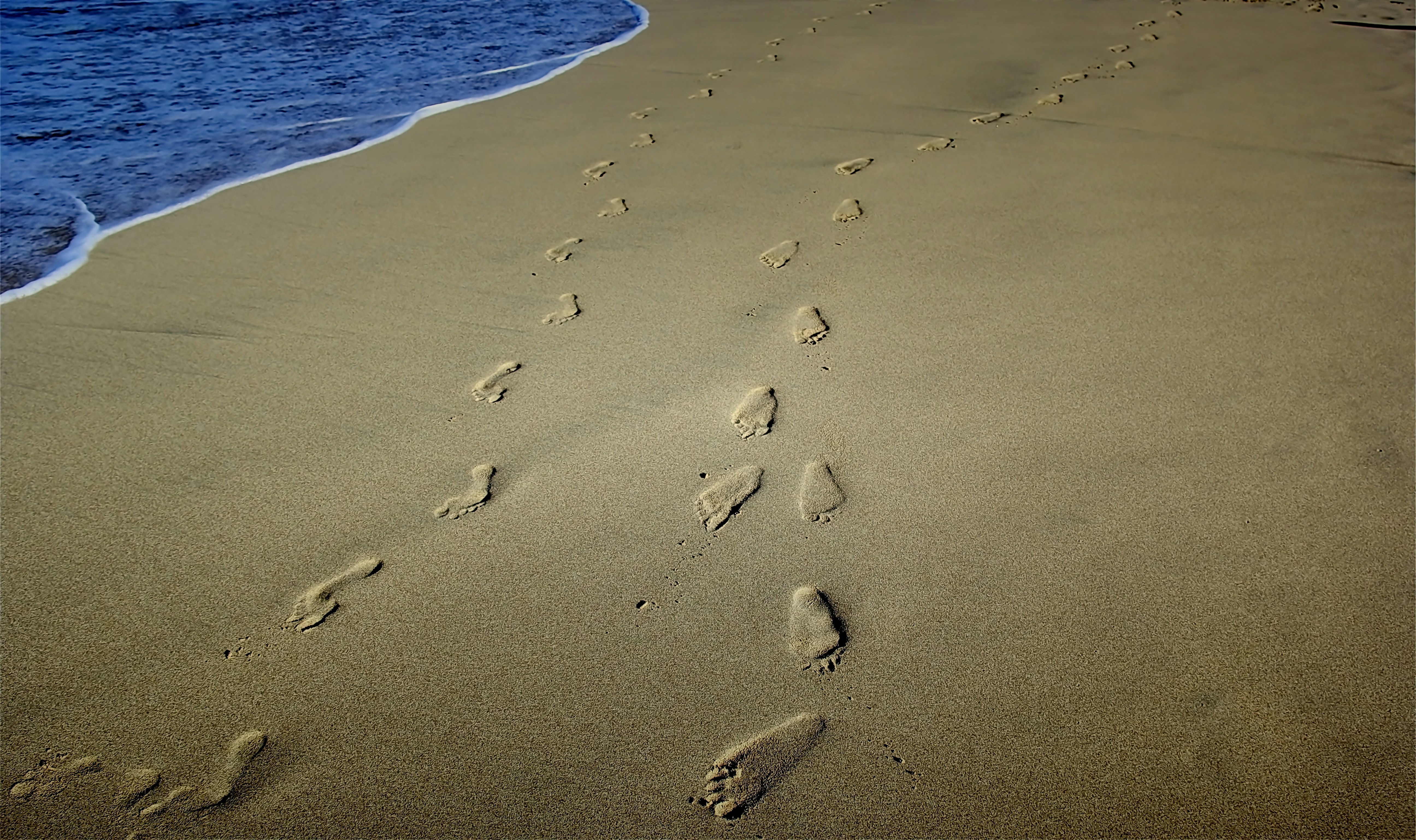 foot prints on brown sands