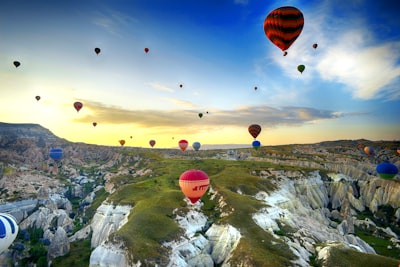 assorted color hot air balloons during day time hot air balloon google meet background
