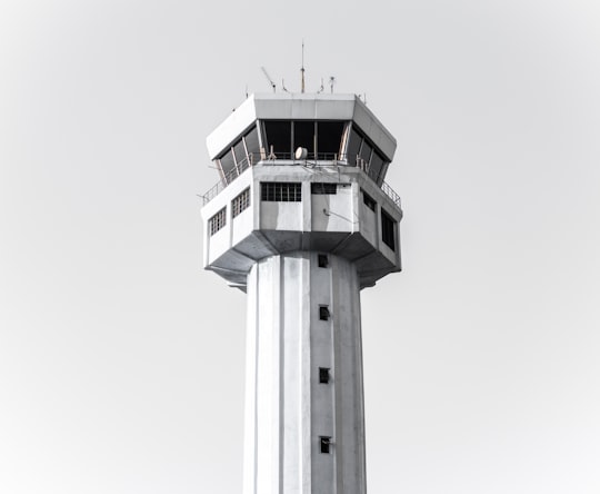 grayscale photography of concrete tower in NAIA Terminal 2 Philippines