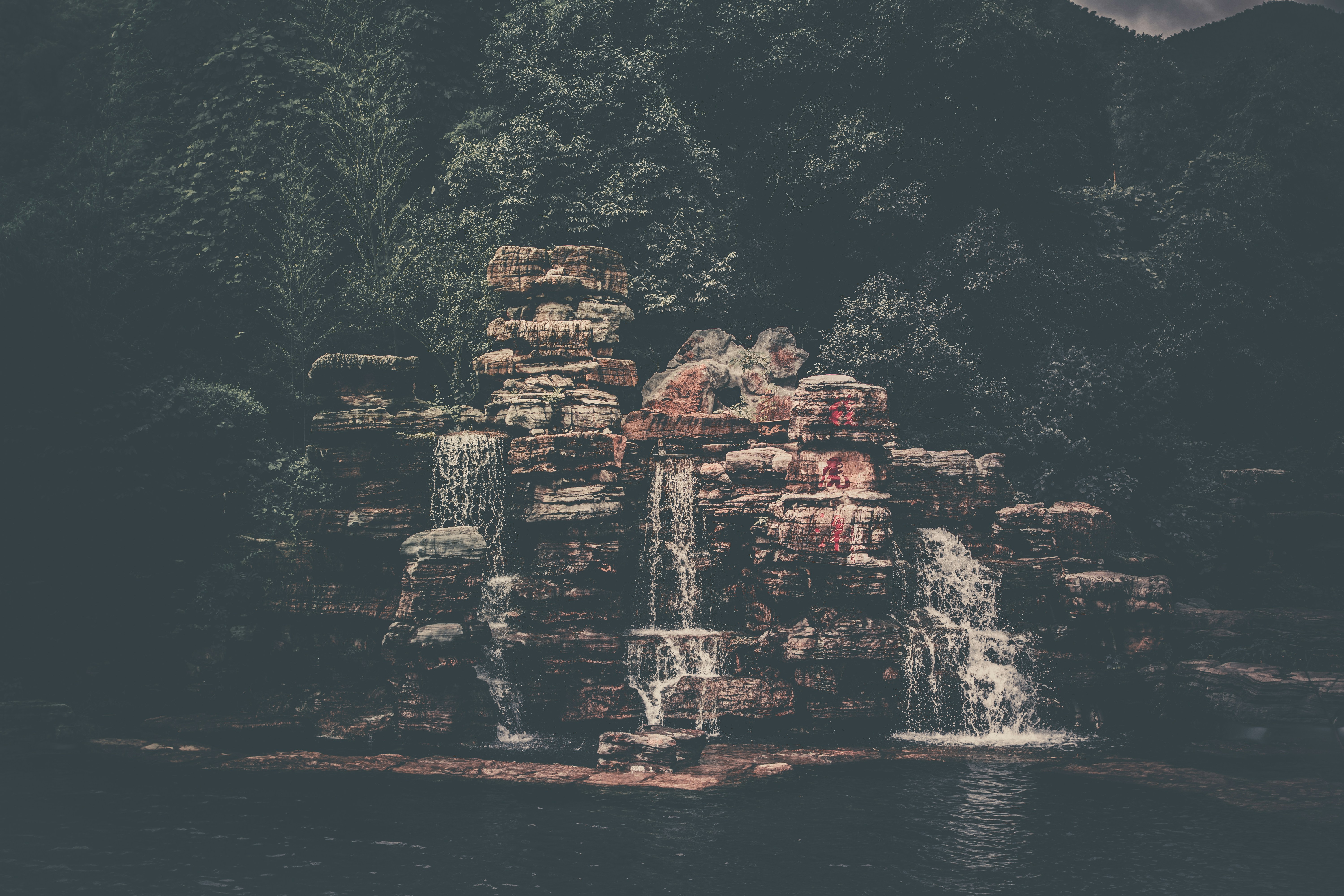 landscape photography of waterfalls