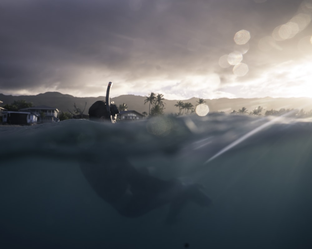 slit shot photography of man diving