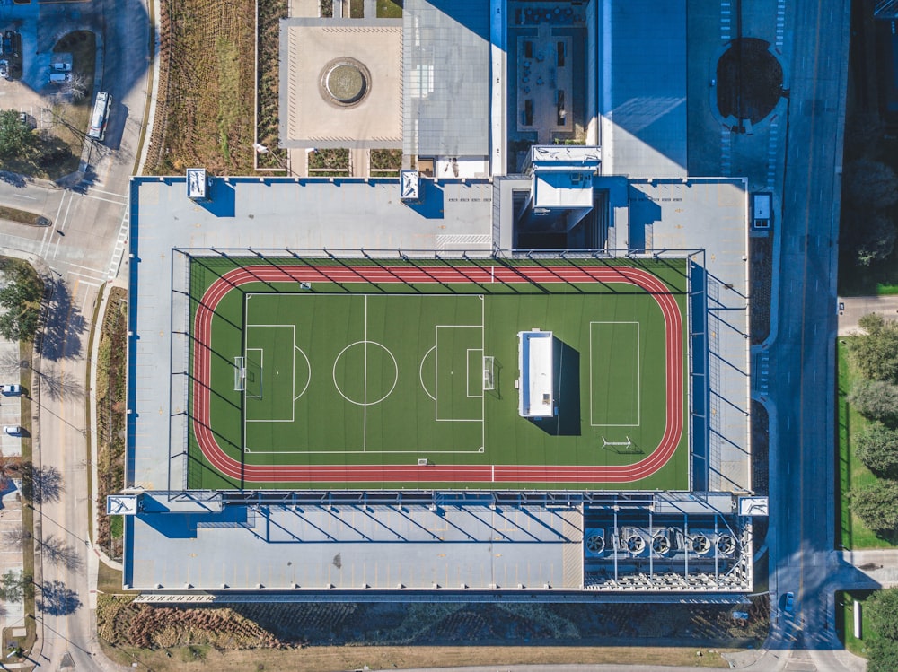 Fotografía aérea de un campo de fútbol