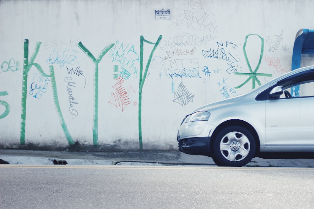 silver car park on street