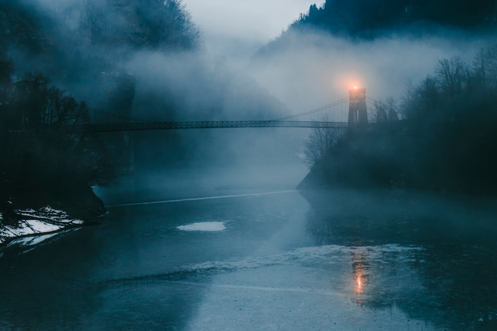 bridge with watchtower with fogs