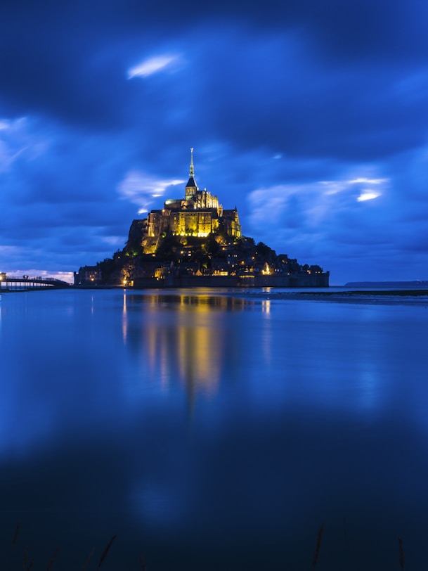brown castle on body of water