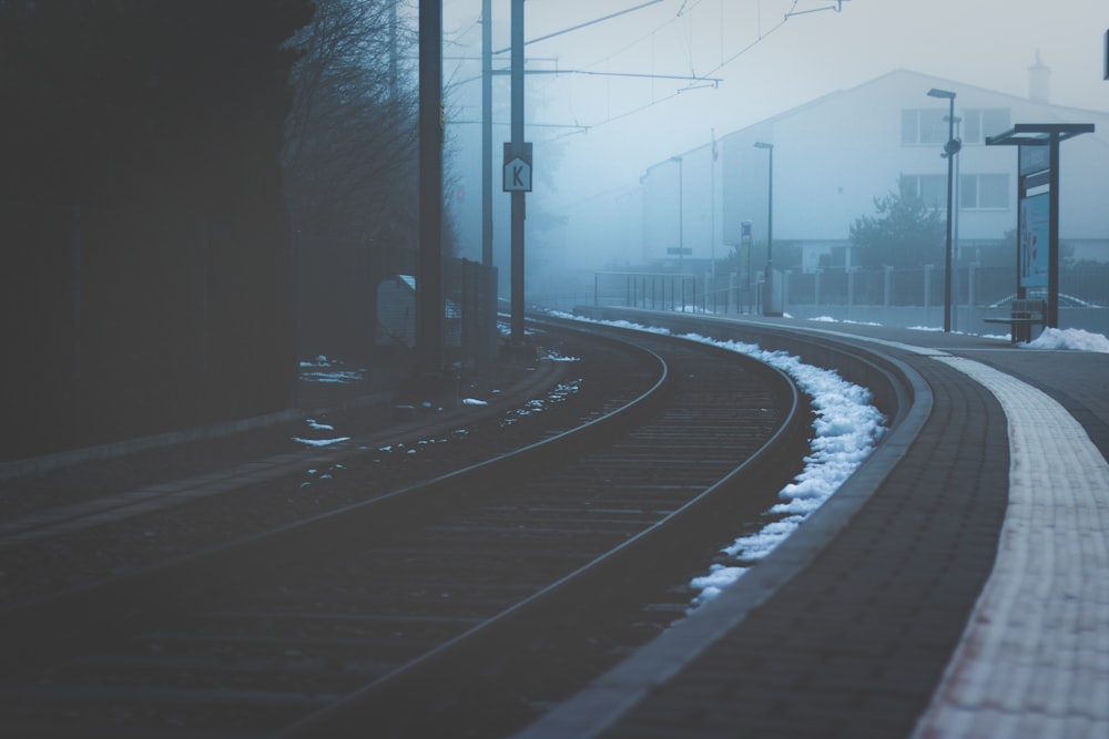 architectural photography of train railway