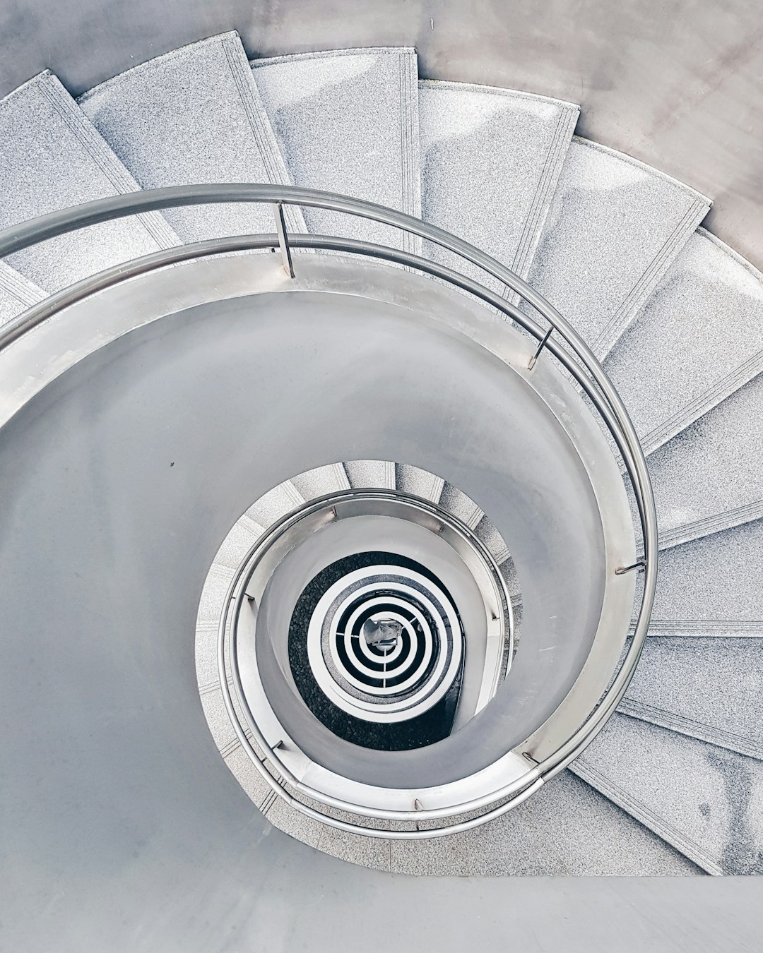 white spiral stairs